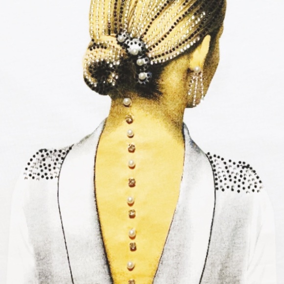 Women's T-shirt with short sleeves, summer 2023, with a pattern and beads. - Picture 3 of 5